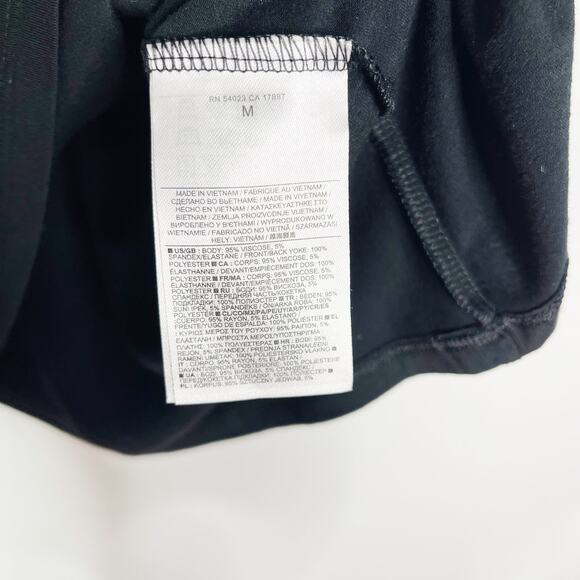 Banana Republic Womens Medium M Black Sheer Yoke Pieced Tank Top VNeck Keyhole - Picture 6 of 8